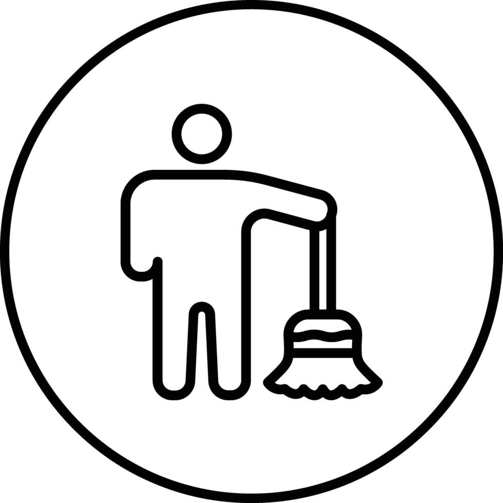 hombre barriendo piso vector icono