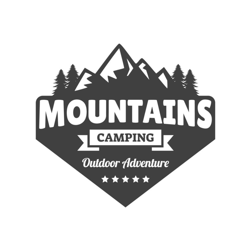 Adventure and outdoor vintage logo template, badge or emblem style. Mountain logo vector design template.