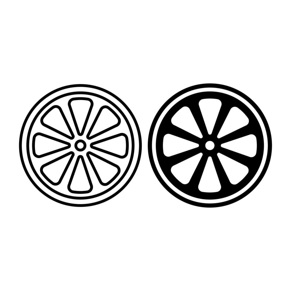 Lemon, orange icon in flat black style, isolated on white background vector