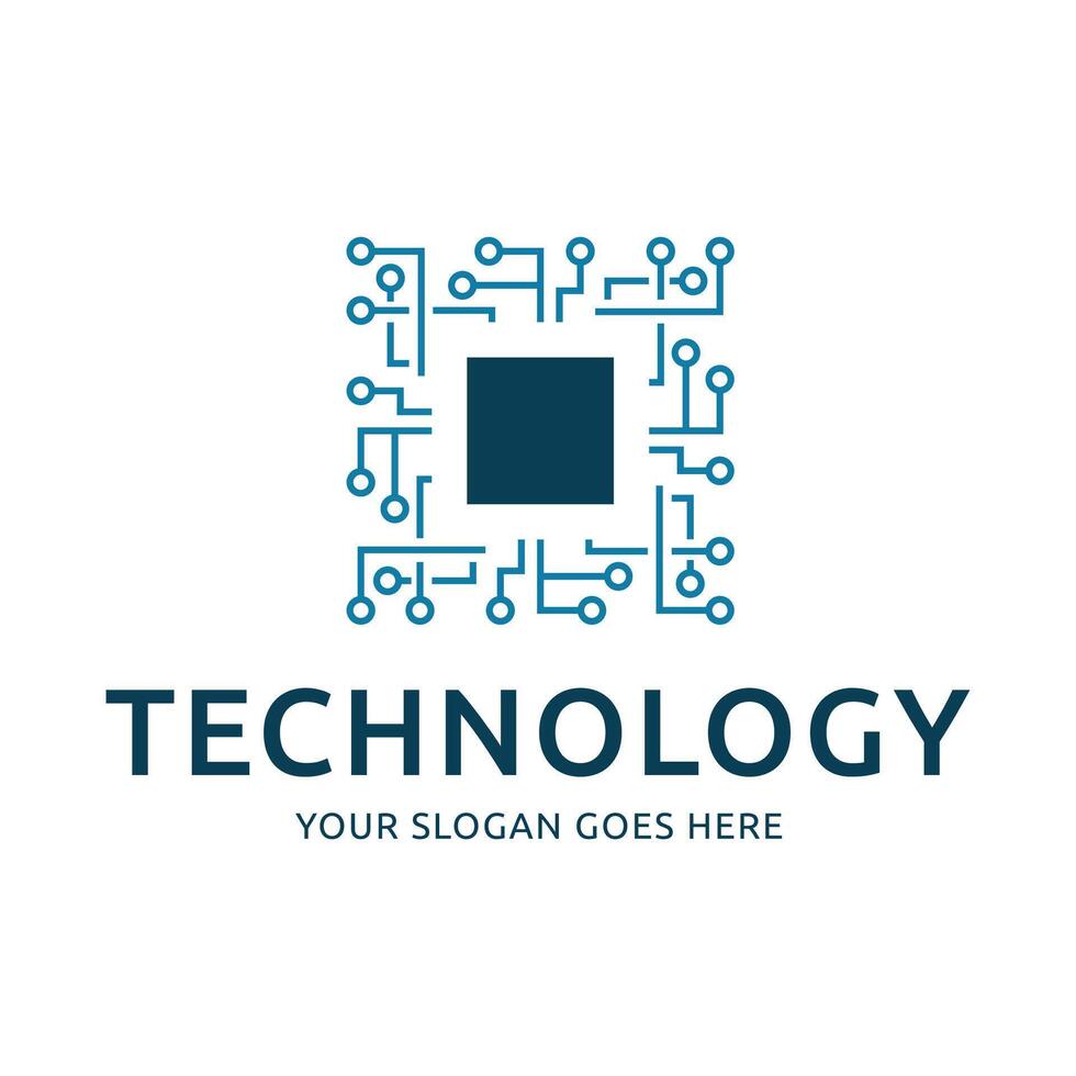 Processor logo icon. Processor circuit vector