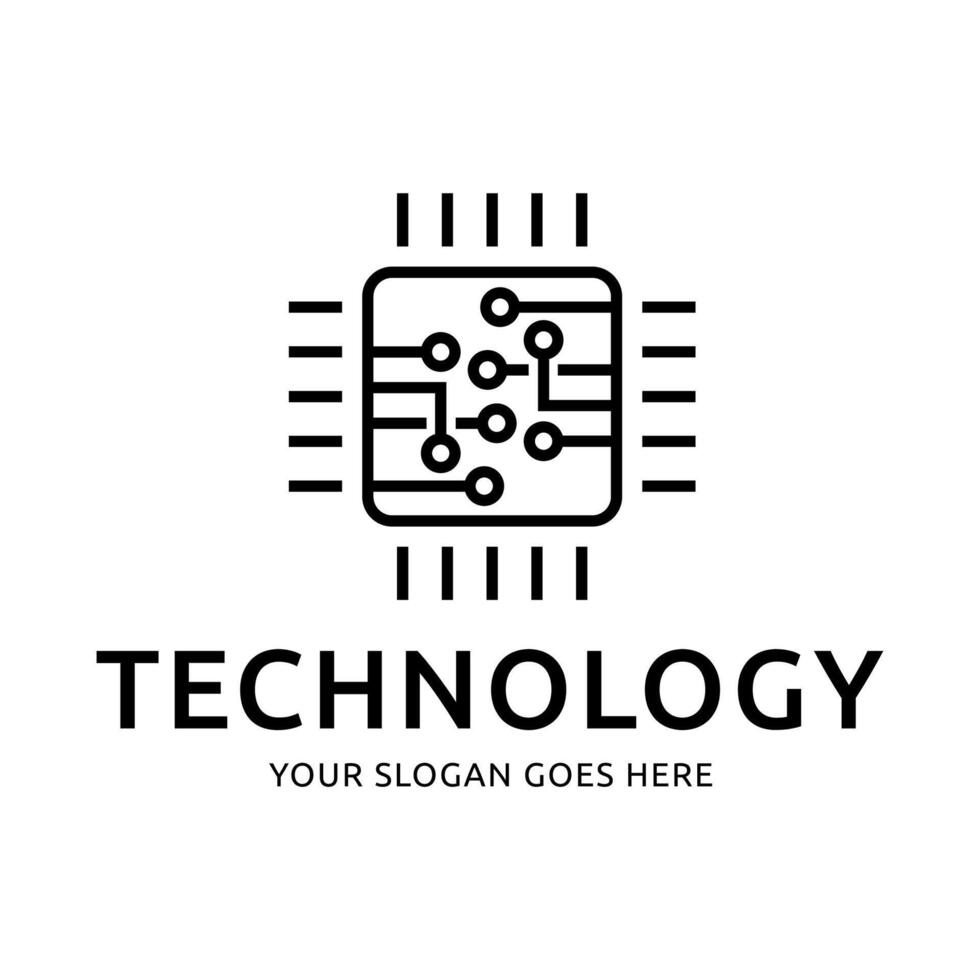 Processor logo icon. Processor circuit vector