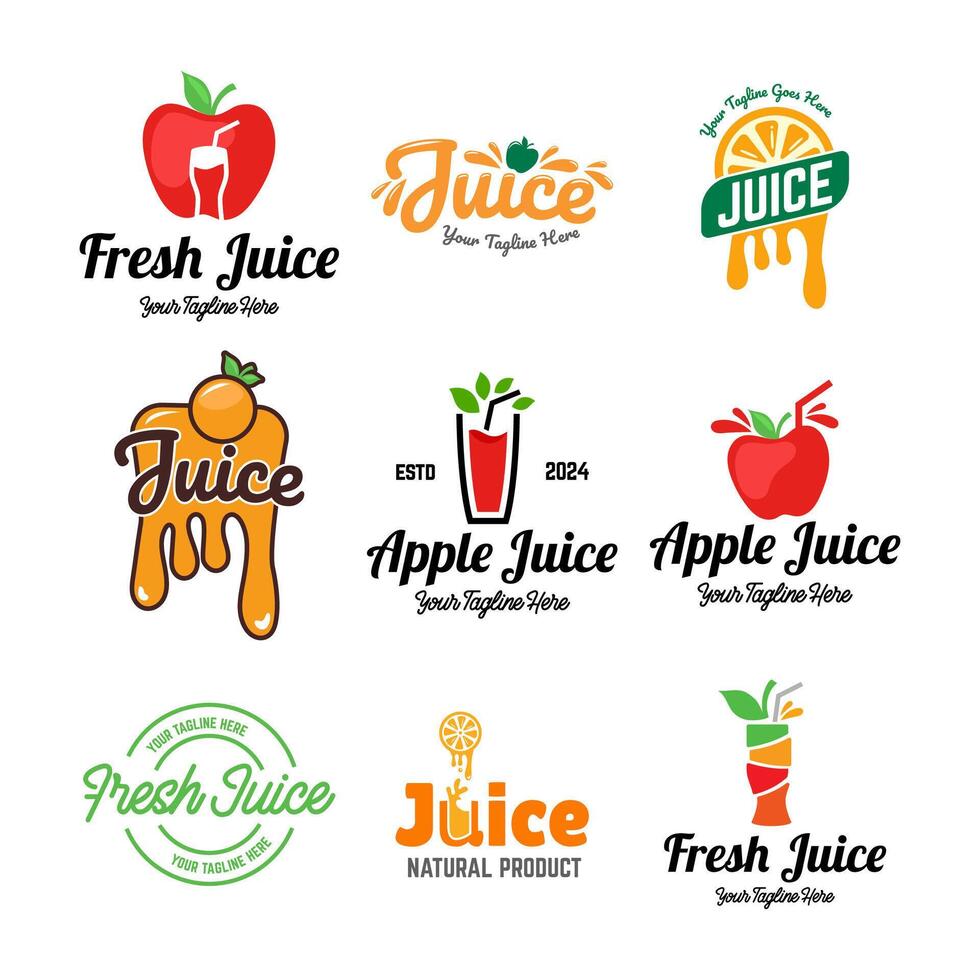 conjunto de vector jugo logos en blanco antecedentes