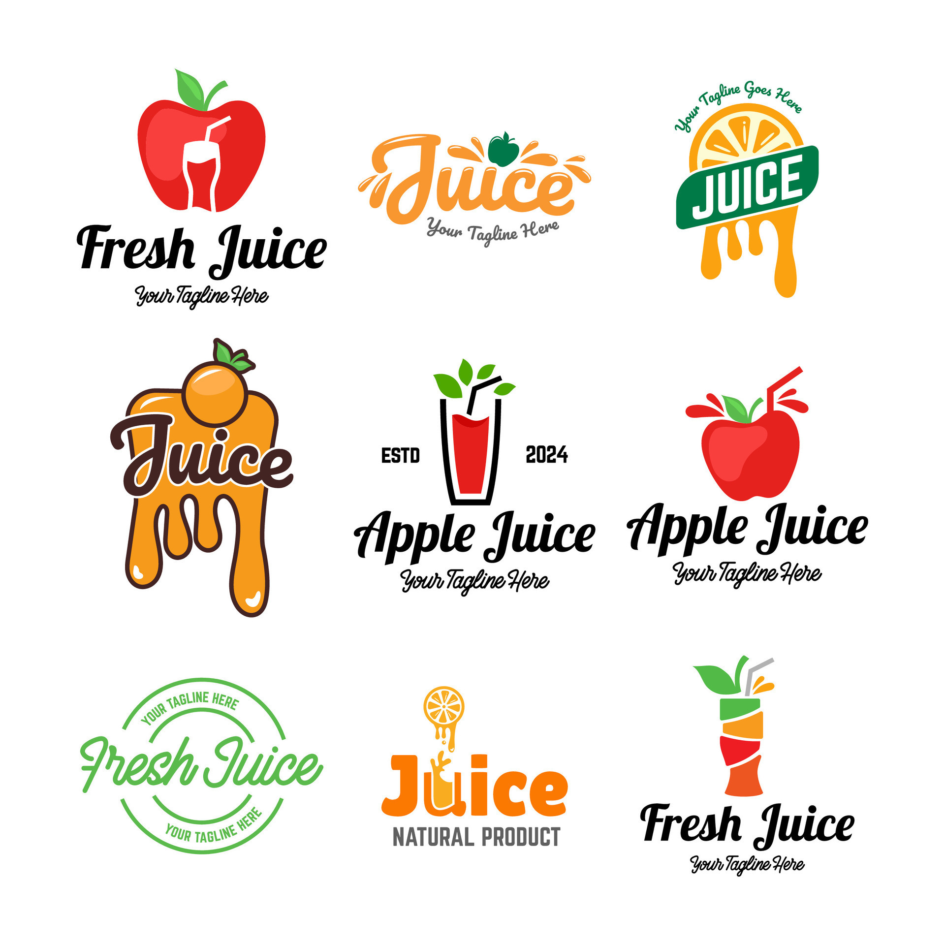 Set of vector juice logos on white background 37893779 Vector Art at ...