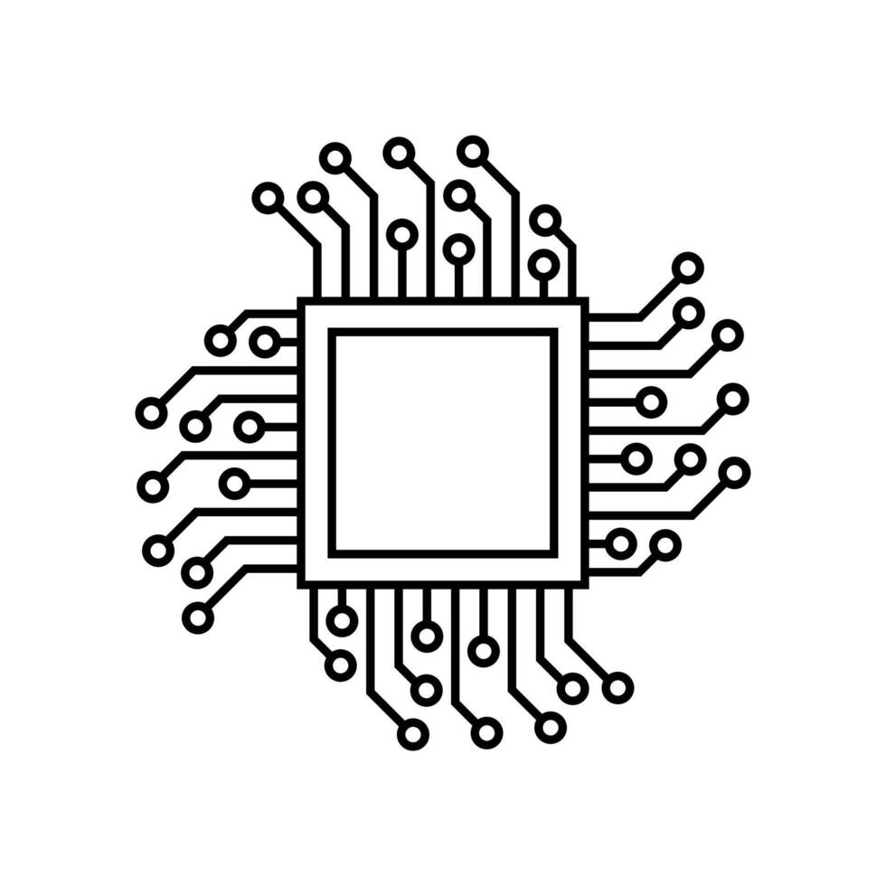 Circuit icon vector illustration logo template. Processor line logo icon. Processor circuit vector
