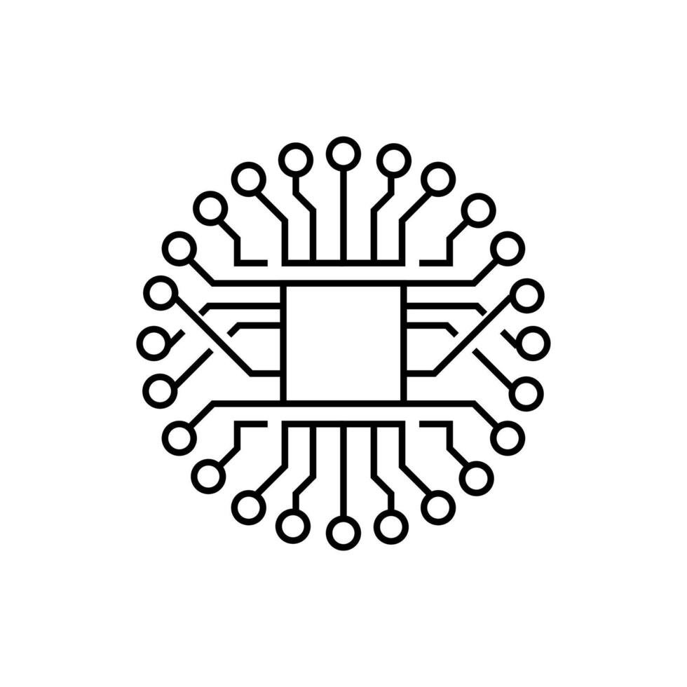Circuit icon vector illustration logo template. Processor line logo icon. Processor circuit vector