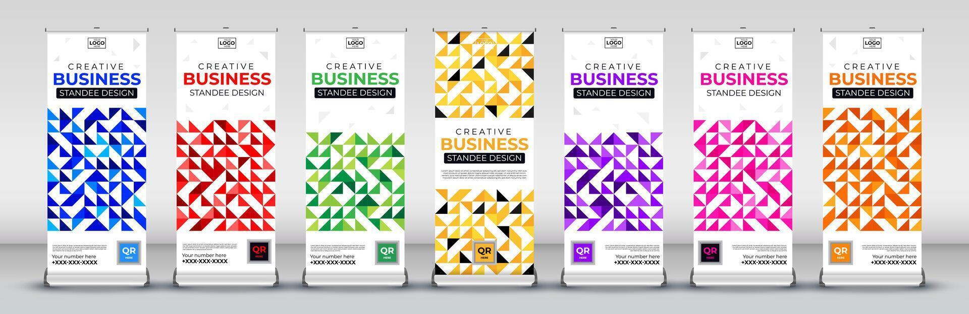 Modern abstract business roll up standee banner design for Streets, events, presentations, meetings, annual events, exhibitions vector