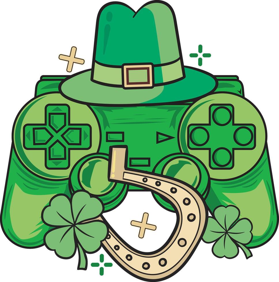 St Patrick's Day Boys Gamer Gift Video Game Graphics with Hat Design vector