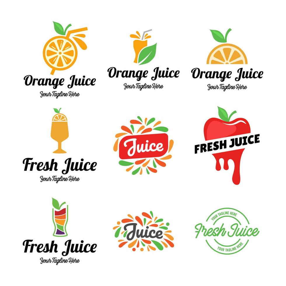 Set of vector juice logos on white background