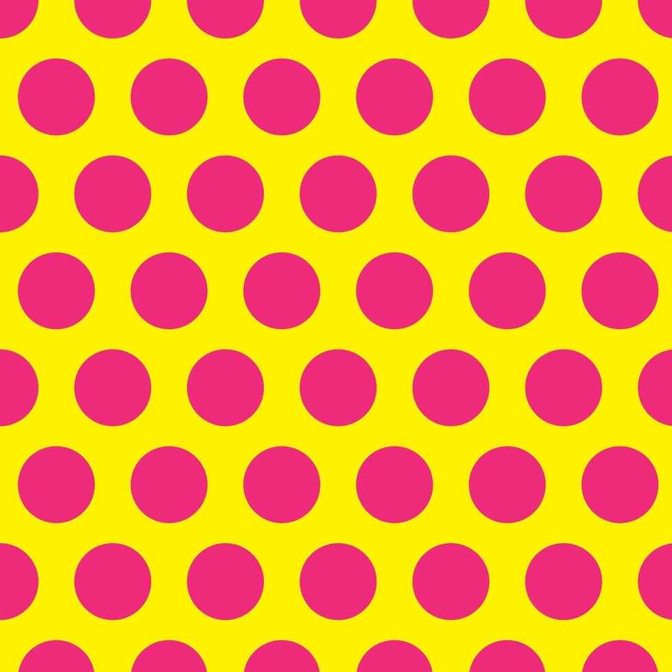 simple abstract pink color big circle polka dot pattern on yellow vector
