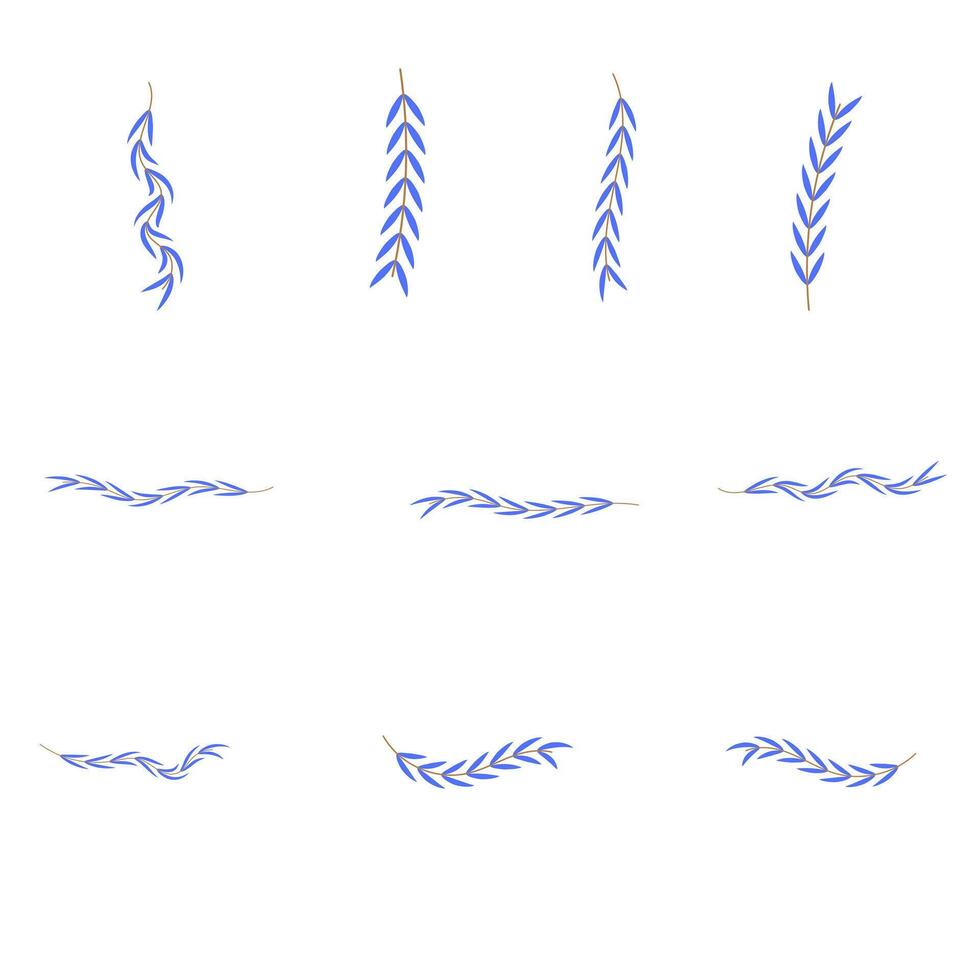 Flower vine icon set. Botanical decoration vector