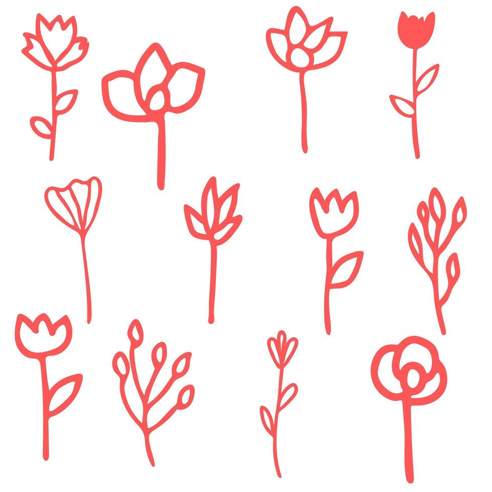 Flower icon set. Botanical Vector