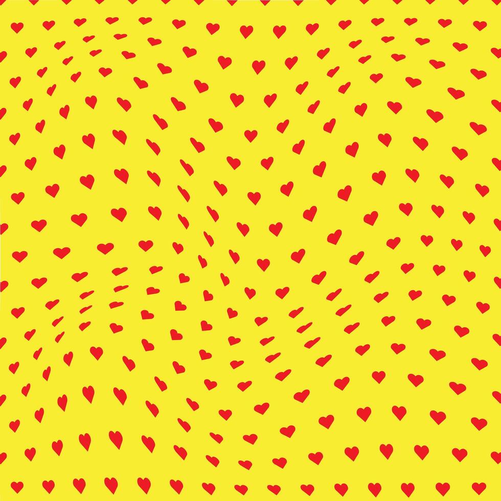 abstract red color love wavy distort pattern on yellow background vector