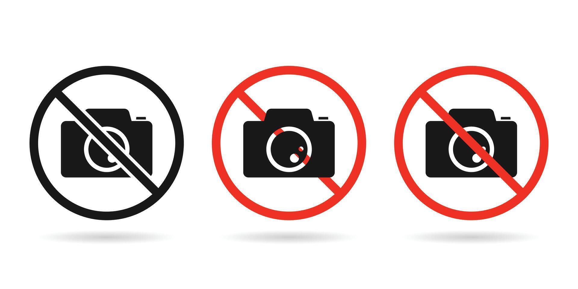 Photo forbidden warning sign. No camera symbol. Vector illustration.