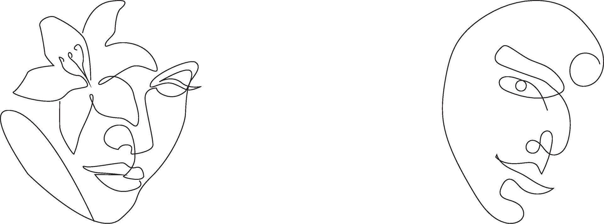 face line art drawing vector