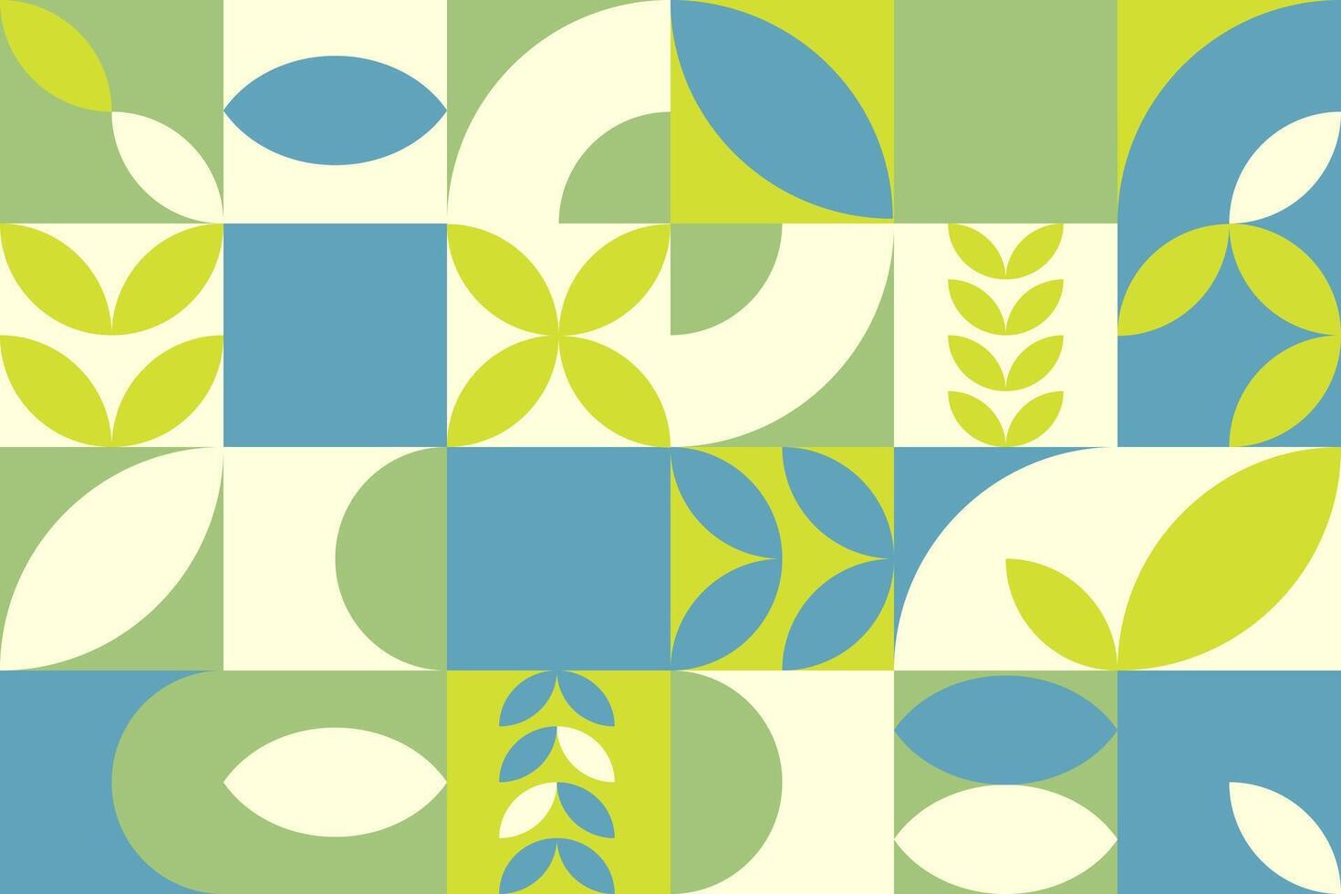seasonal geometric background with flowers and leaves vector