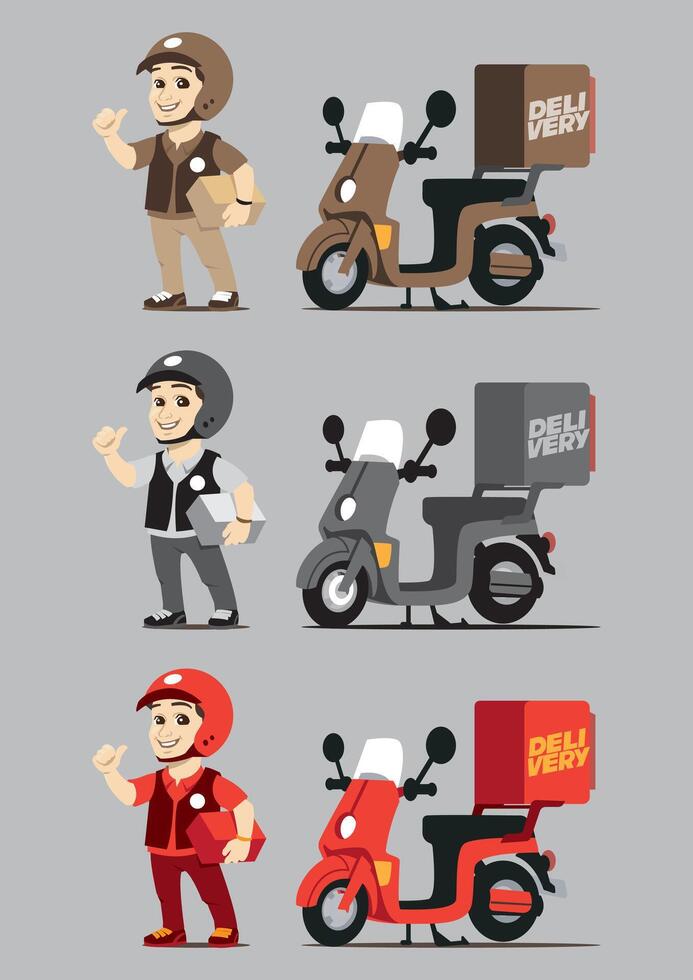 expedition motorbike man with three different colour tone vector