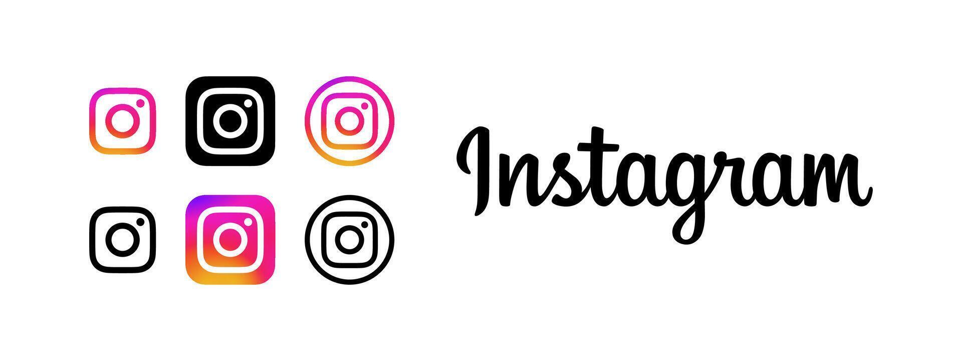 instagram logo y iconos social medios de comunicación logo. vinnitsa, Ucrania - enero 27, 2024 vector