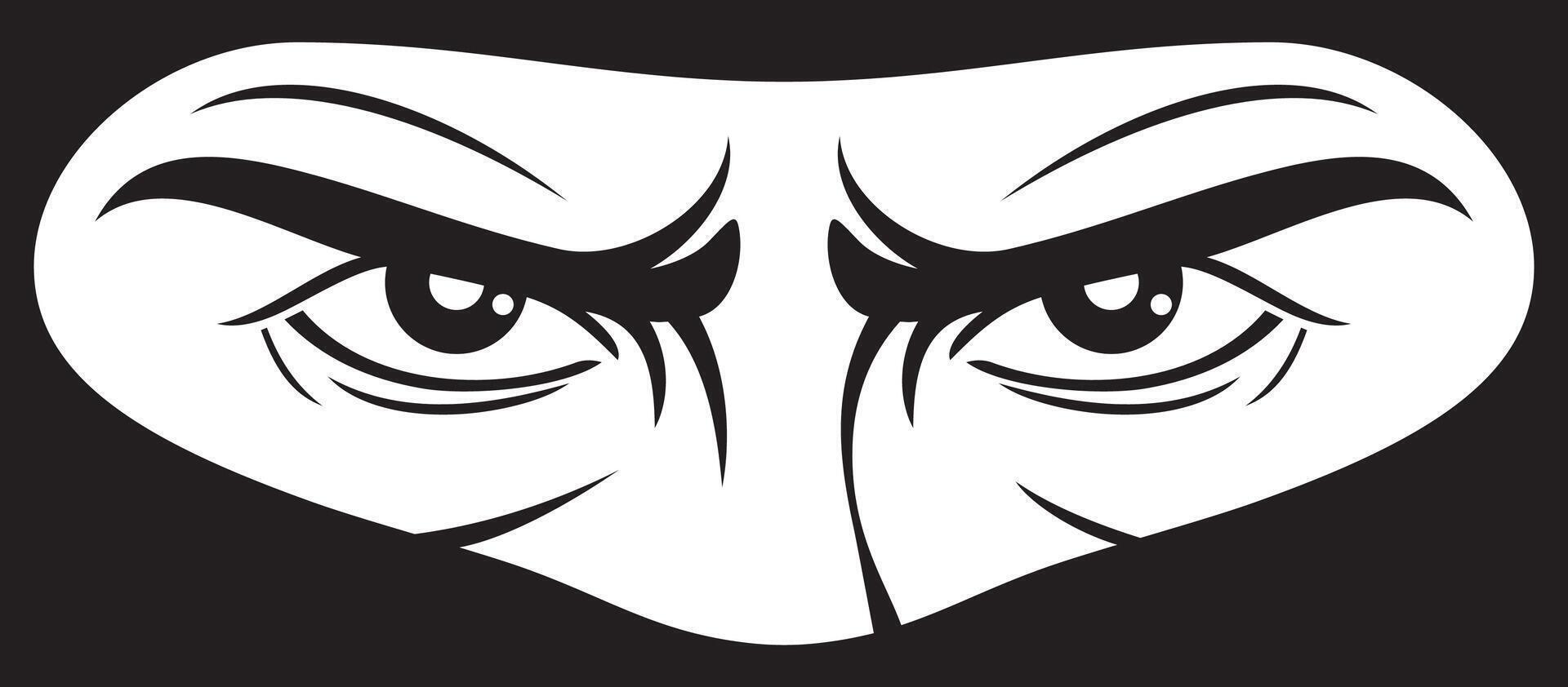 Ninja Mask Black and White. Warrior Icon. Vector Illustration.