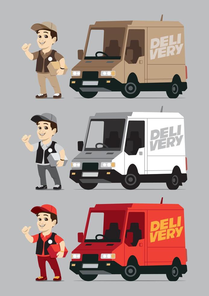 expedition car man with three different colour tone vector