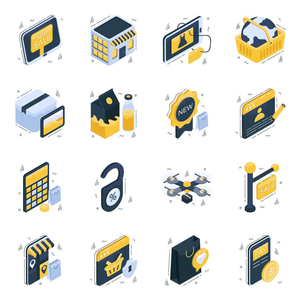 Set of Miscellaneous Isometric Icons vector