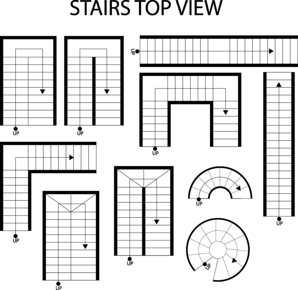 Illustration Vector  icon set of top view of stairs