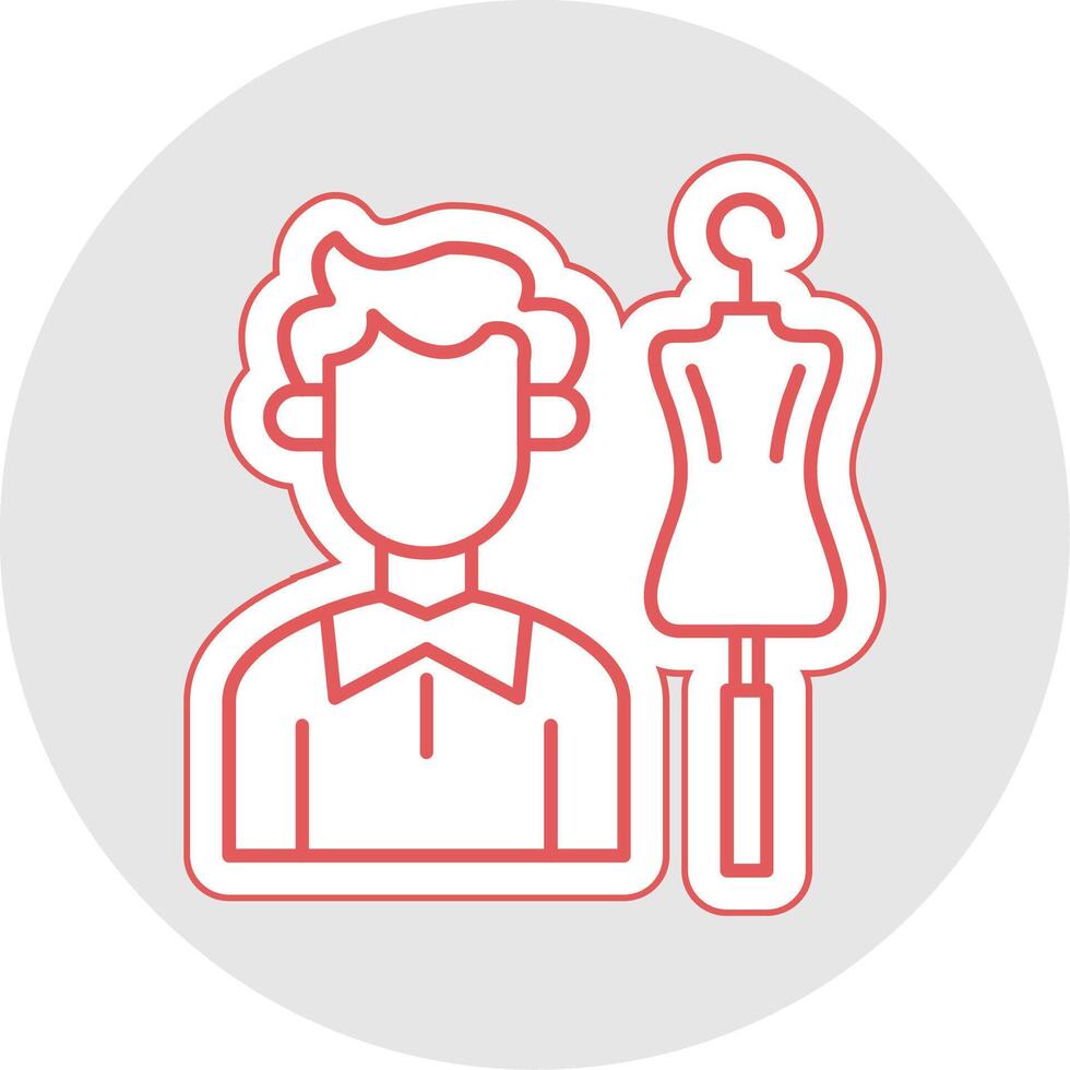 Tailor Line Sticker Multicolor Icon vector