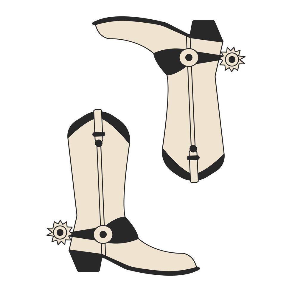 Vector boots in cowboy and western style. Simple funny Wild West shoes with ornament for card, print, cowboy party design. Wild West concept