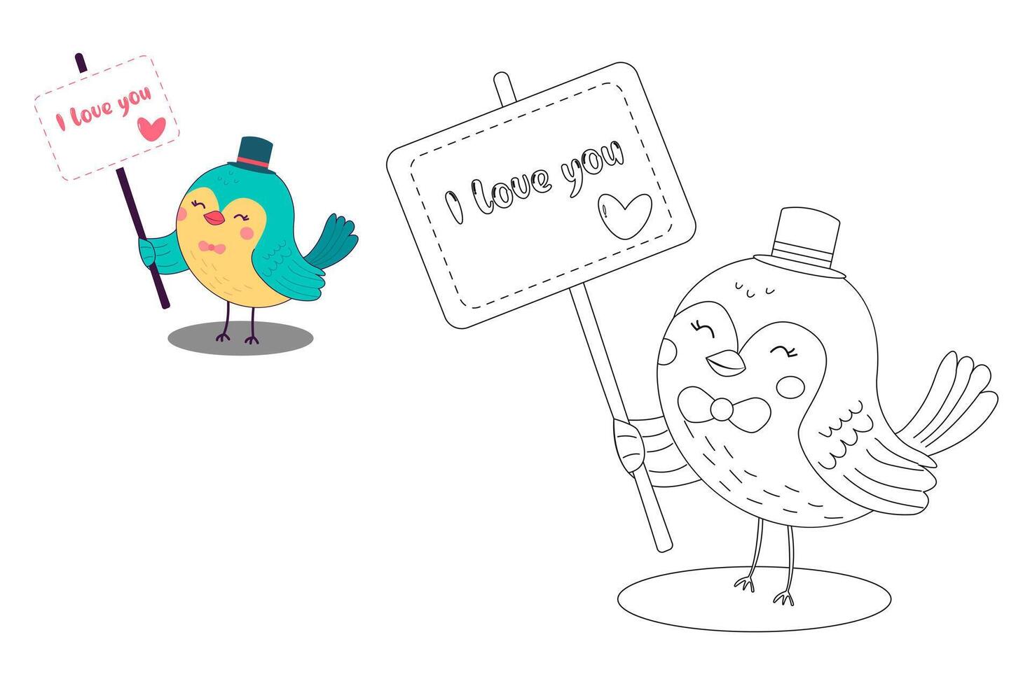 Coloring book, cute bird. To print. Black and white illustration for coloring. Children's development, education of preschoolers, schoolchildren, tasks, games International Bird Day vector