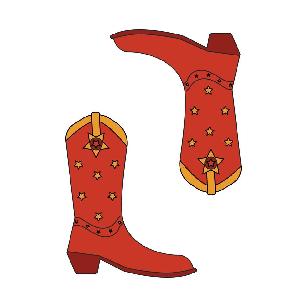 retro vaquero botas con estrellas. vector decorado vaquera y occidental estilo vaquero botas. salvaje Oeste concepto