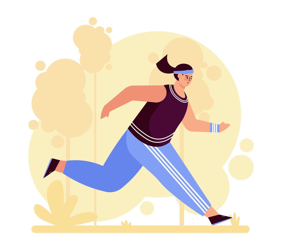 Young female in sporty clothes running in park. Time for scamper vector