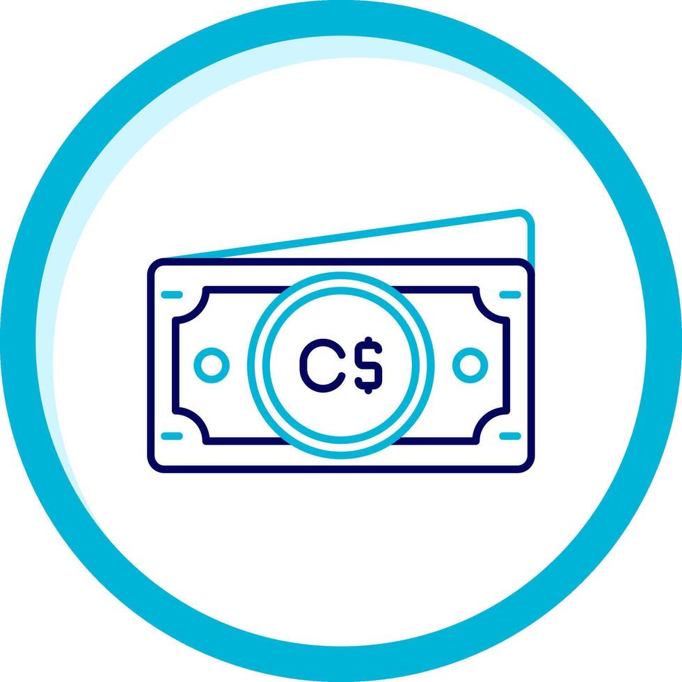 canadiense dólar dos color azul circulo icono vector
