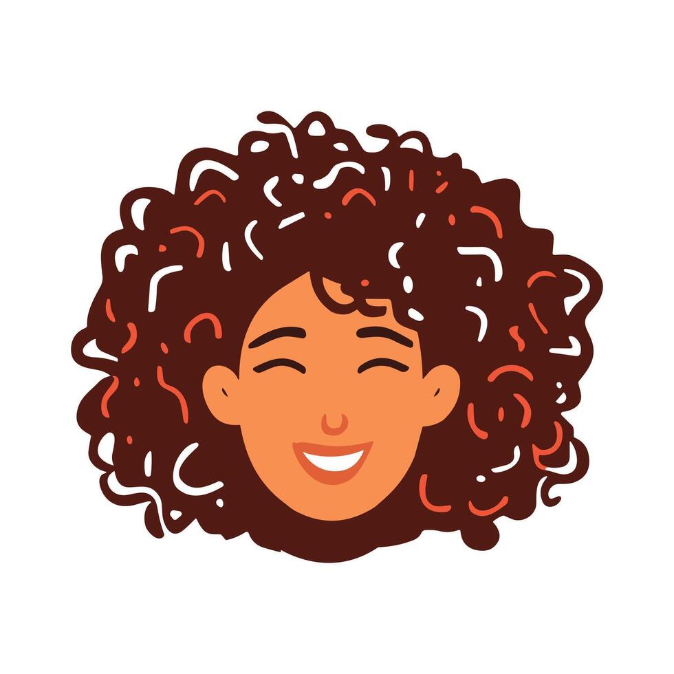 a woman with curly hair smiling vector