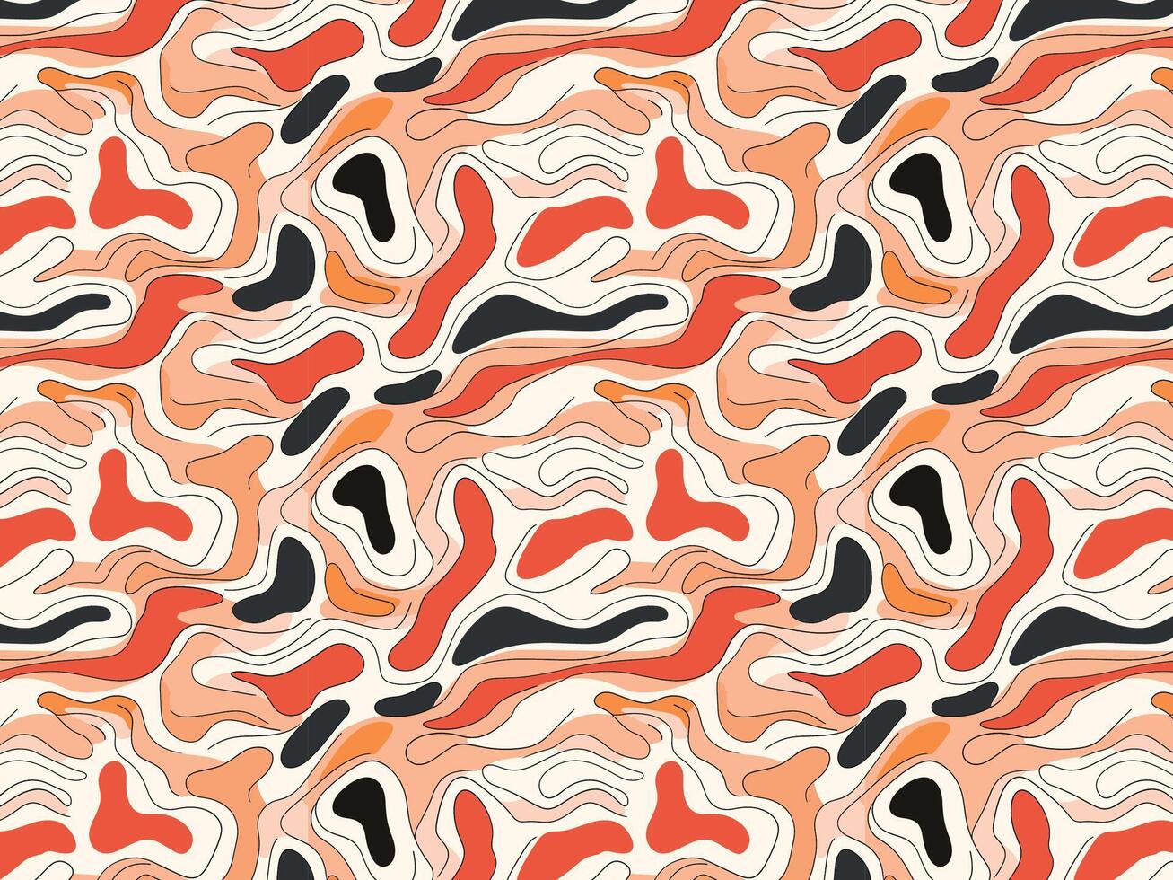 a seamless pattern with orange, black and white shapes vector