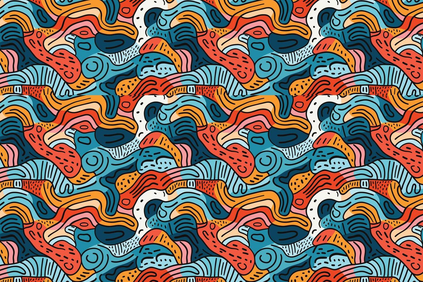 a colorful pattern with waves background vector