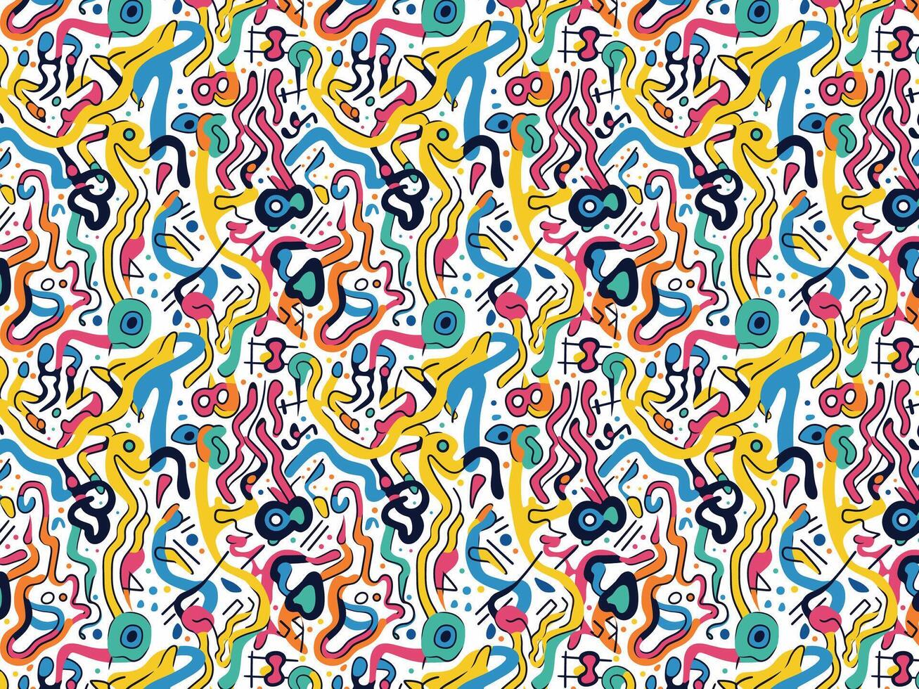 a colorful pattern with many different shapes and colors vector