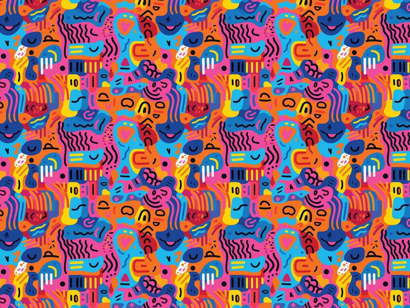 a colorful seamless pattern with many different shapes vector