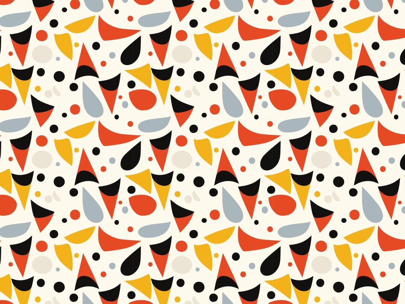 a colorful seamless pattern with black, red, yellow and white shapes vector