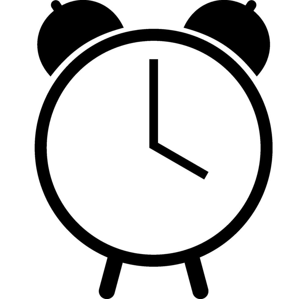 Black alarm clock icon vector