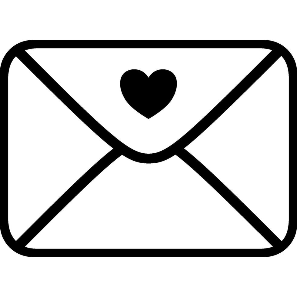 Black letter, email icon with heart vector
