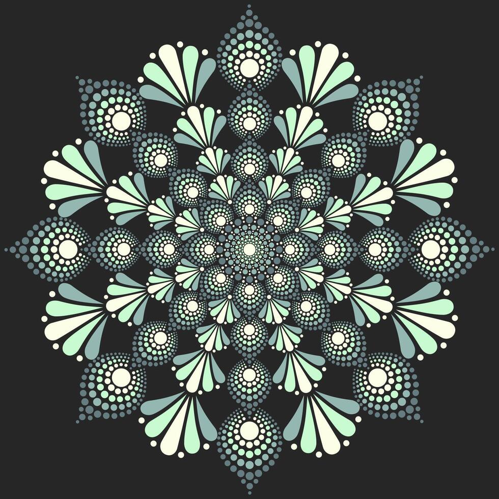 flor mandala punto pintura con negro antecedentes. vector