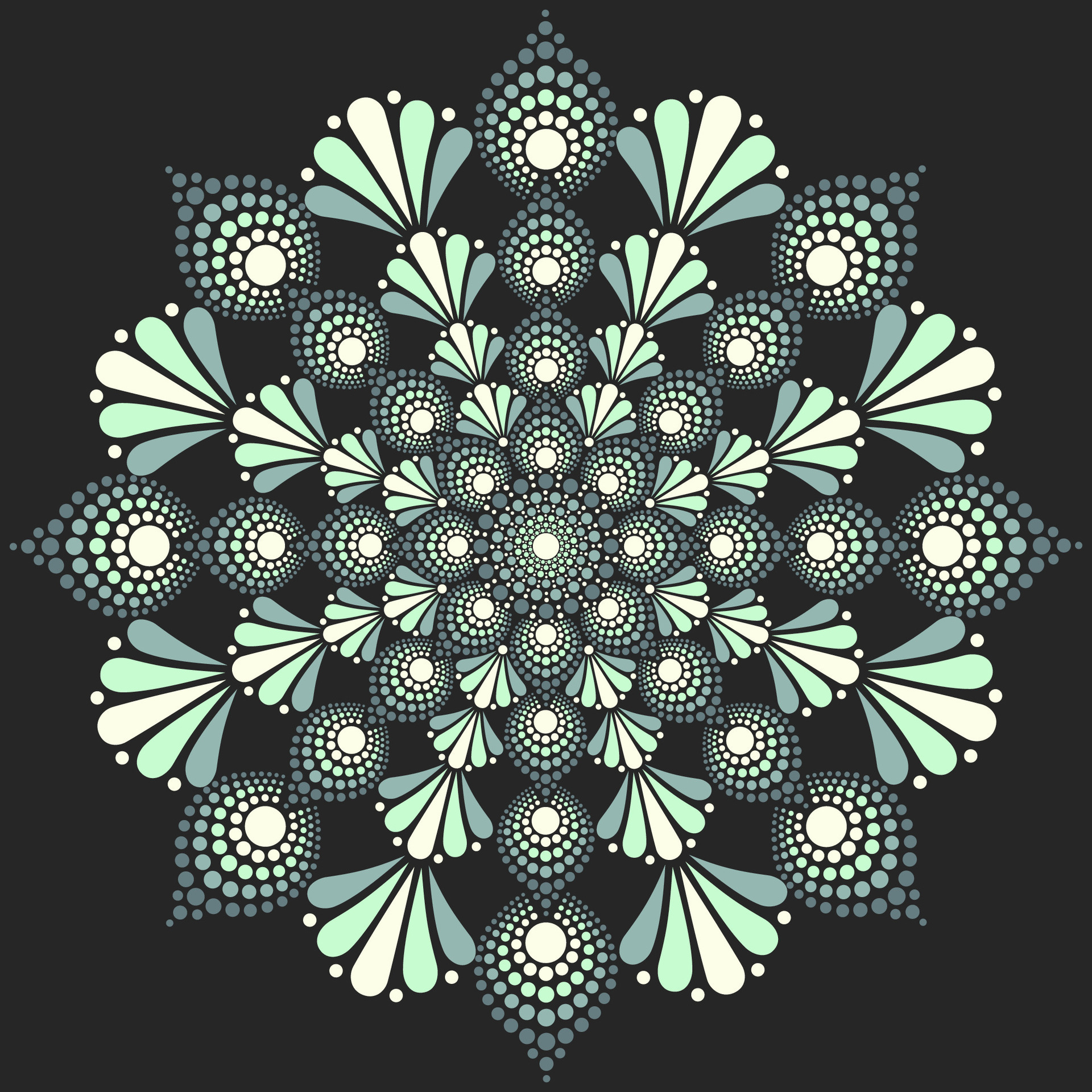Flower mandala dot painting with black background. 37896421 Vector Art