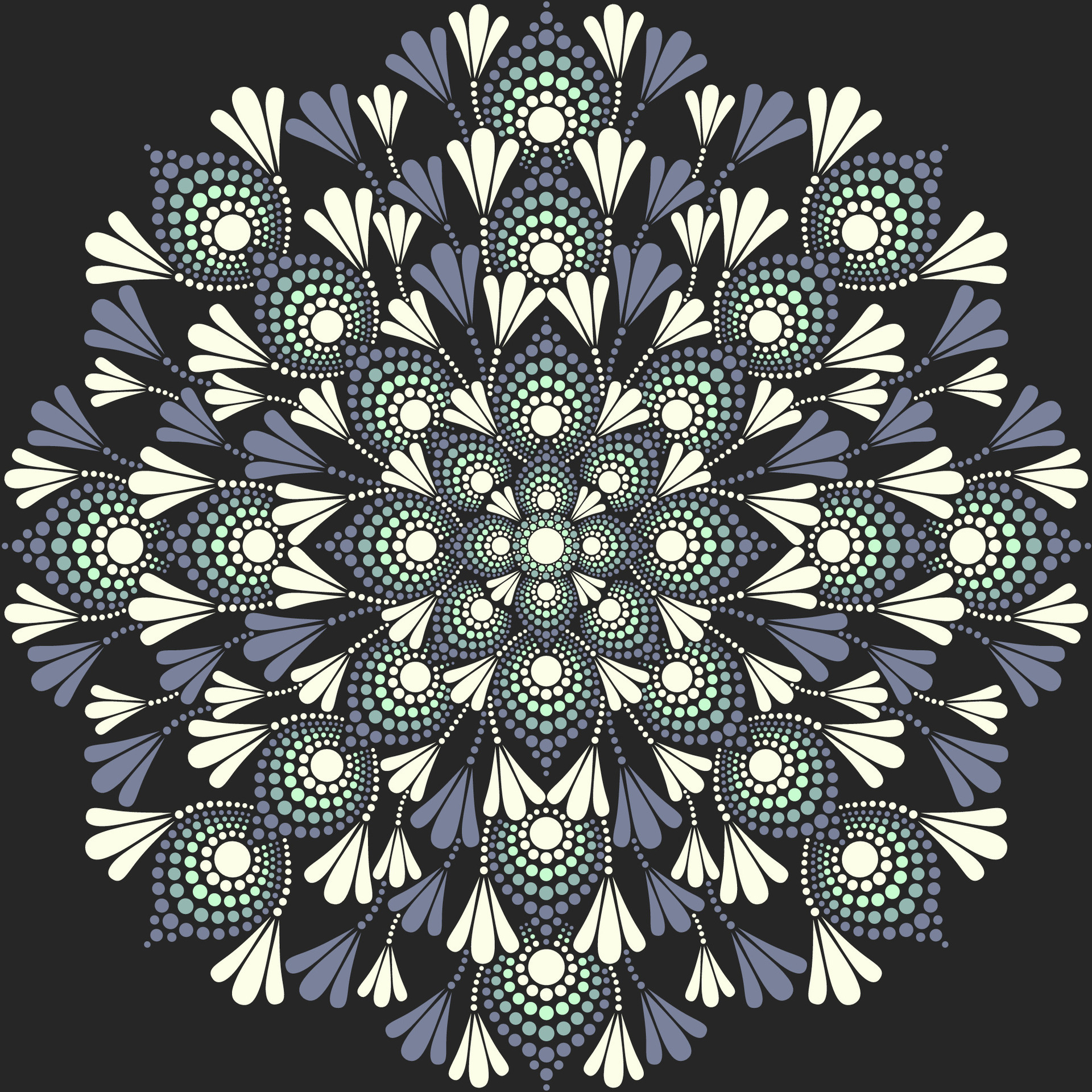 Flower mandala dot painting with black background. 37896422 Vector Art
