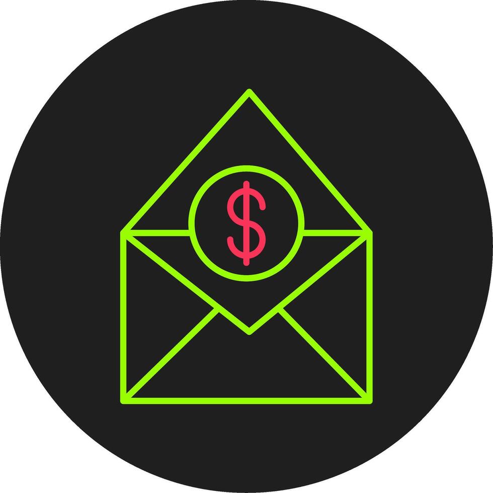 salario correo glifo circulo icono vector