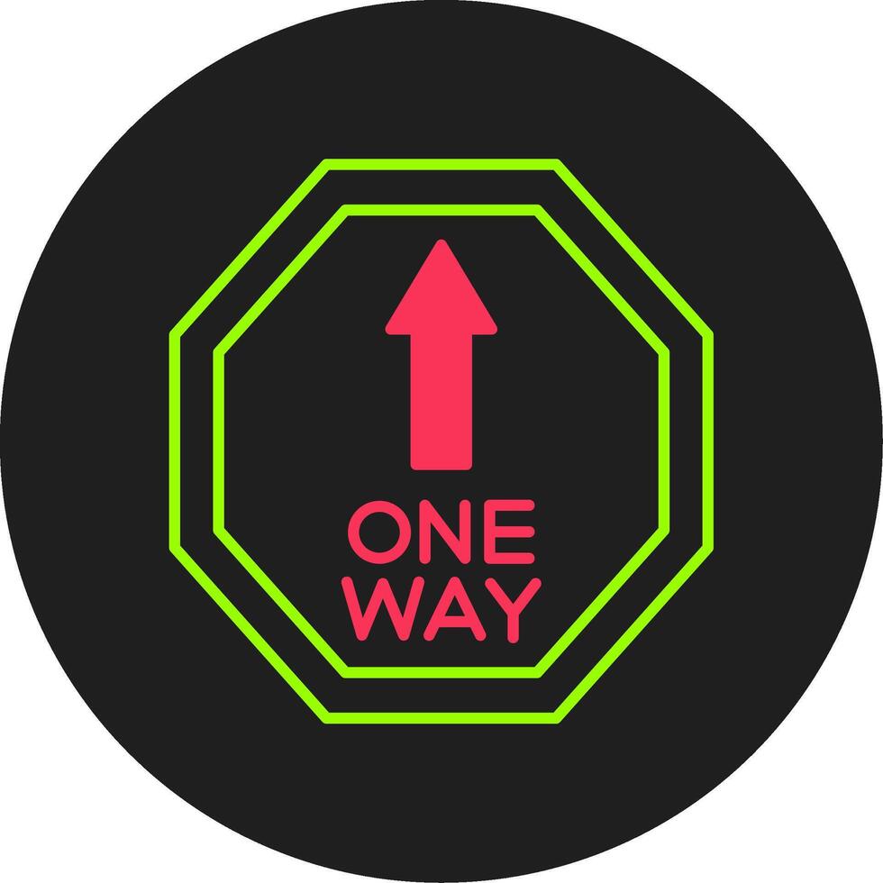 One Way Glyph Circle Icon vector