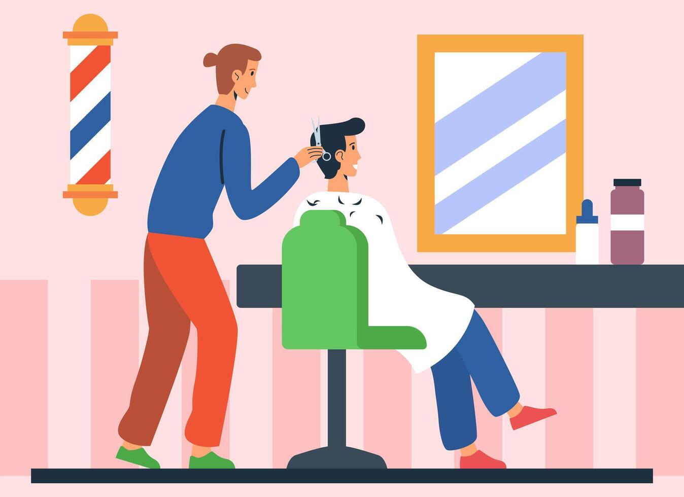 Female holding scissors for cutting and doing hairstyle to client vector