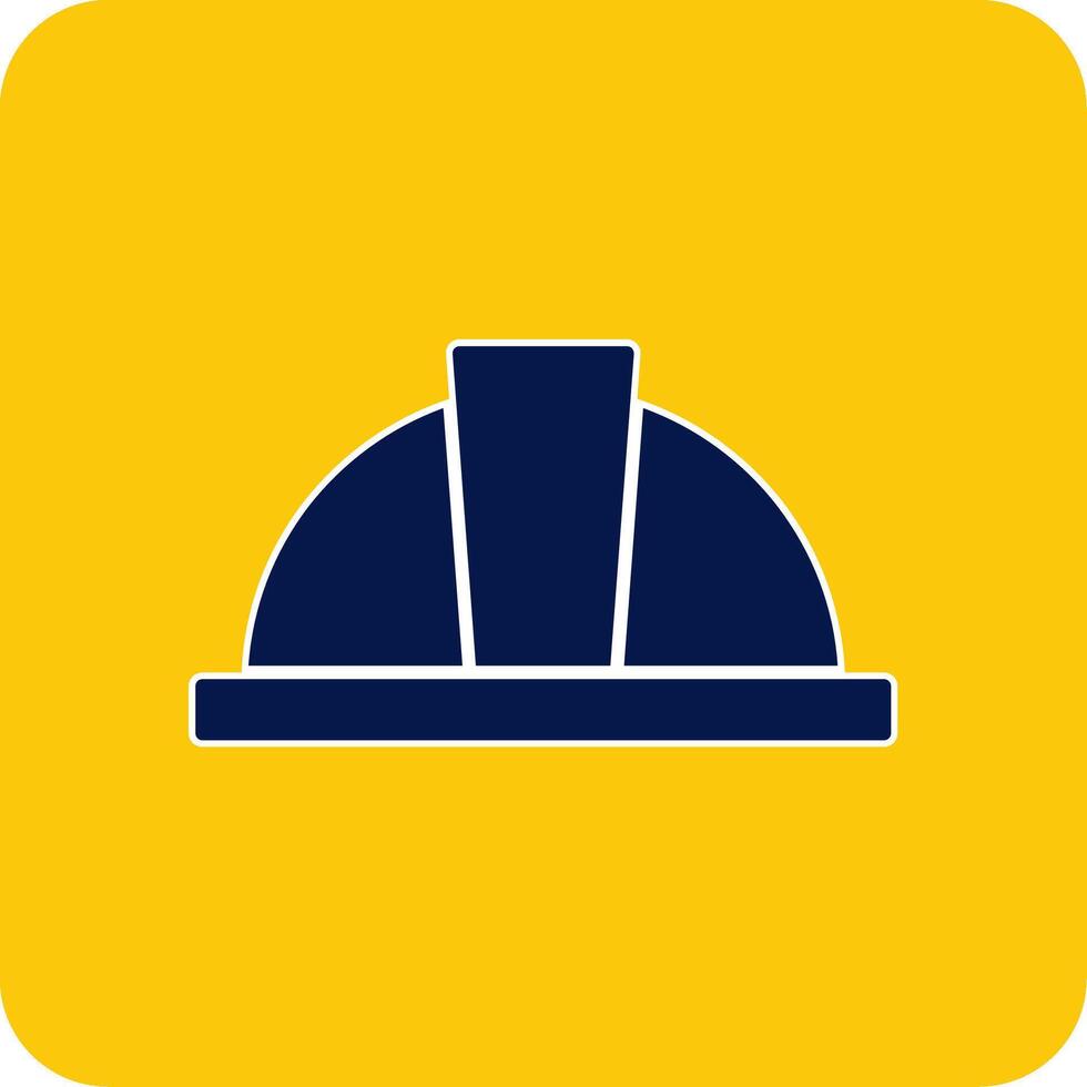 Hard Hat Glyph Square Two Color Icon vector