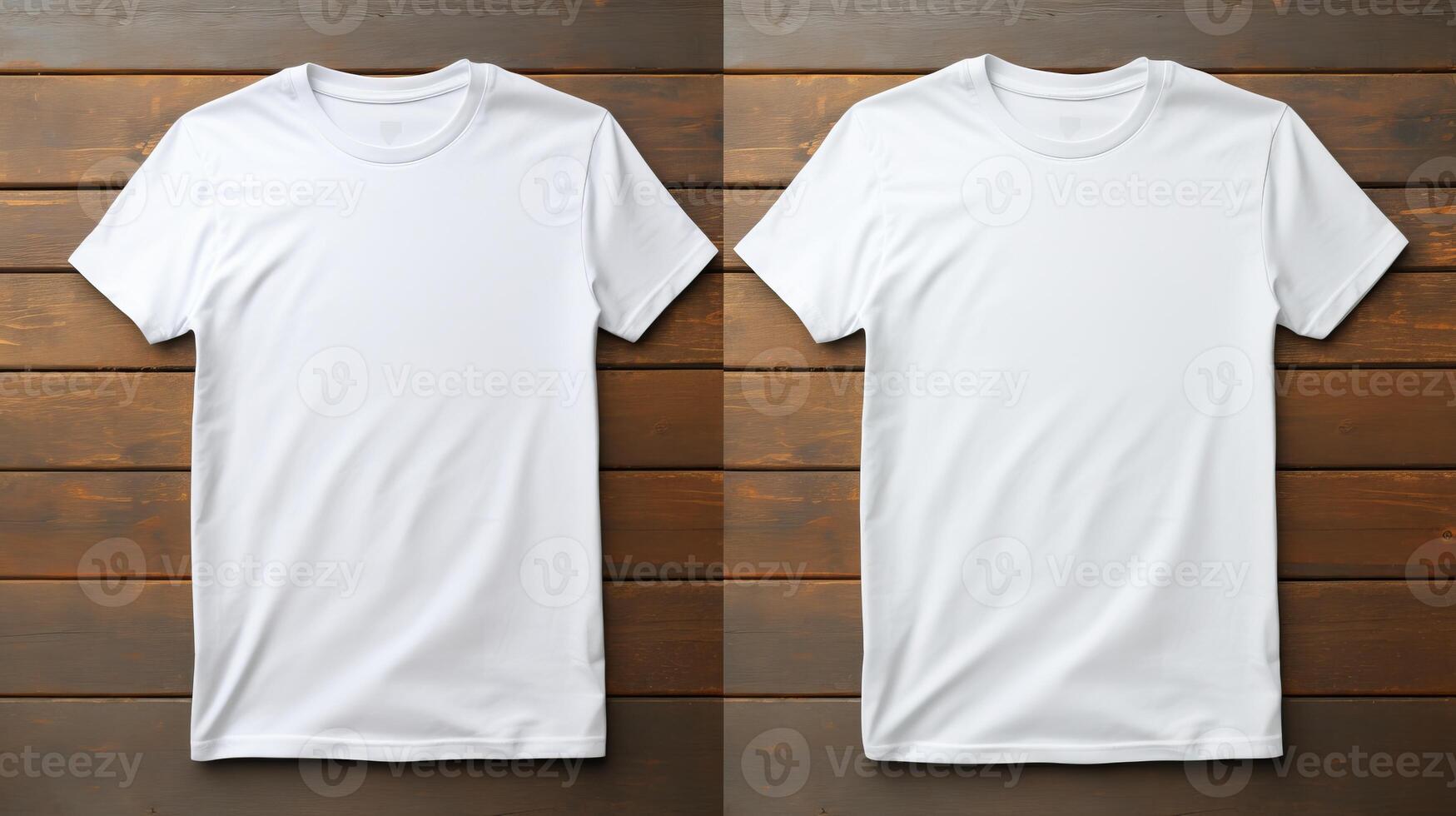 AI generated White t shirt mockup template for front and back design print on a plain white cotton shirt photo