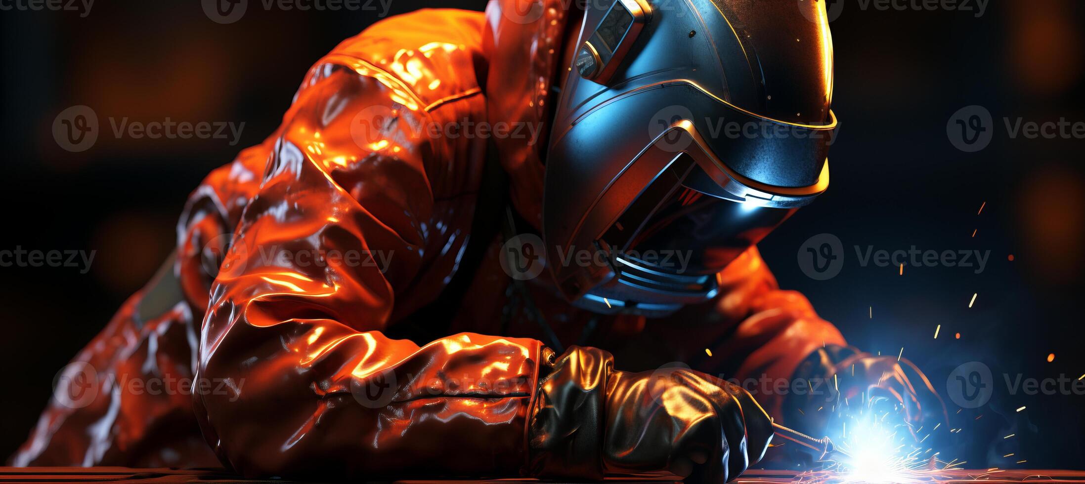 AI generated Experienced worker diligently executing precise and controlled welding procedure with an arc welder photo