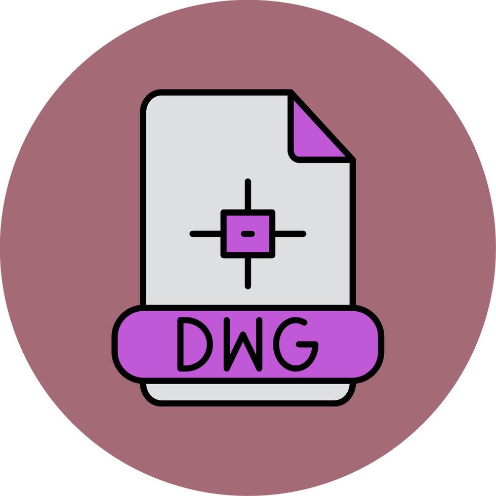 Dwg Line Filled multicolour Circle Icon vector