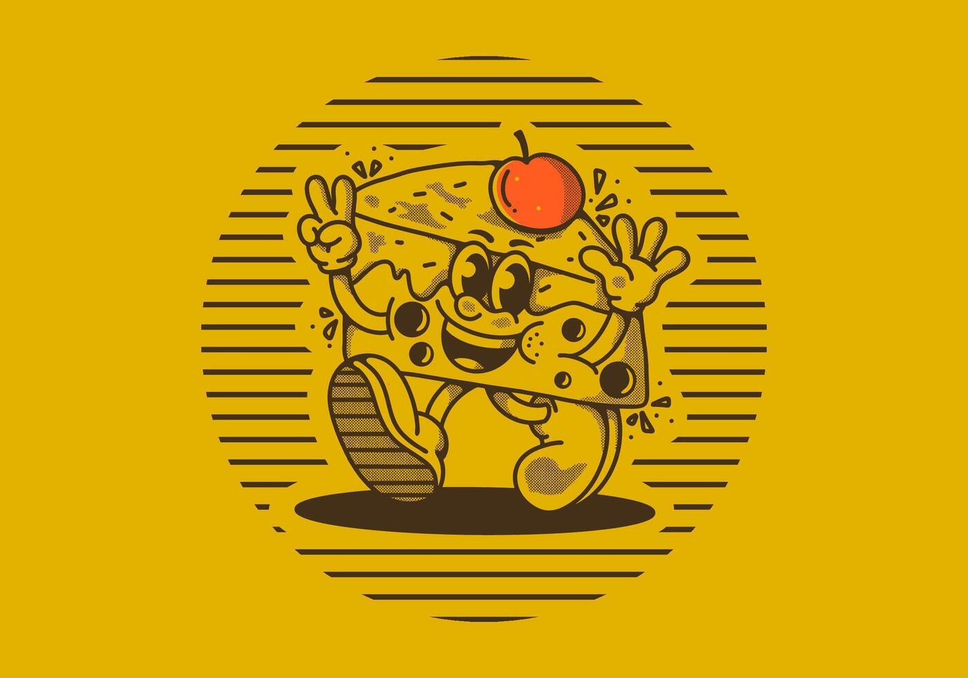 Mascot character illustration of walking cheesecake vector